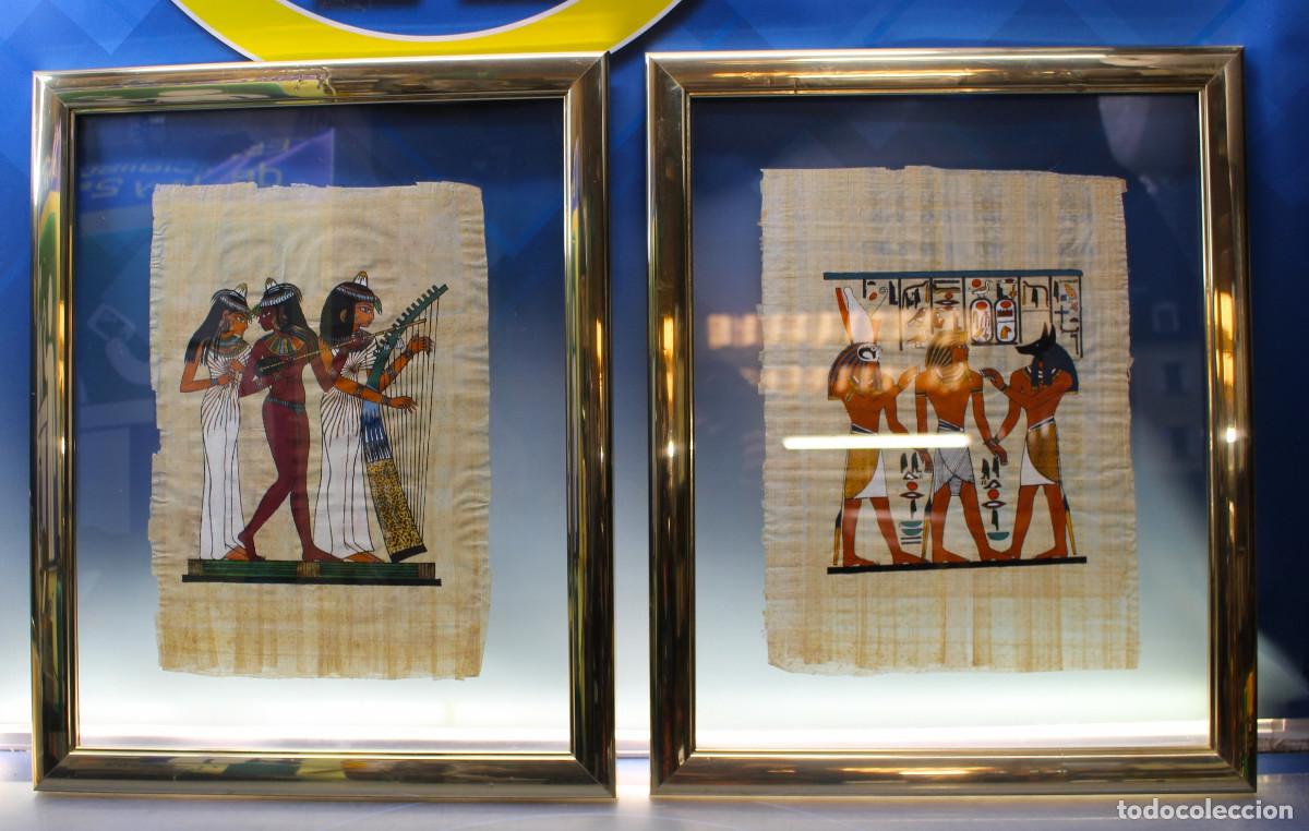 Otros objetos de arte: Pareja de papiros egipcios enmarcados. - Foto 1