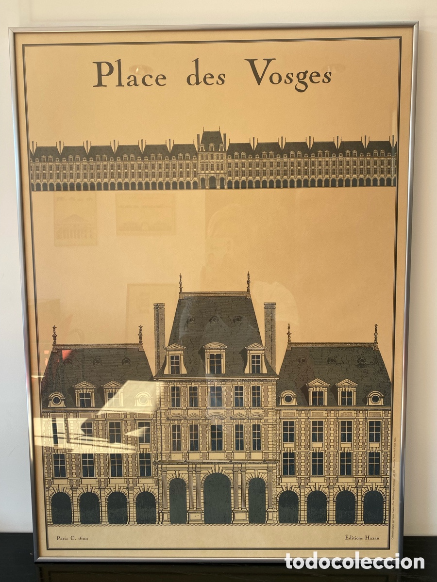 Otros objetos de arte: CUADRO LAMINA PLACES DE VOSGES - Foto 1