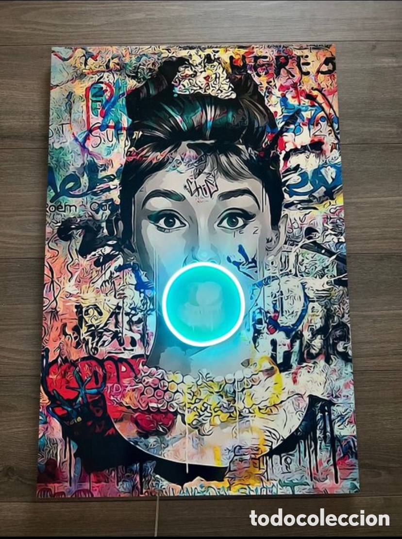 Otros objetos de arte: Led maison oudrey hepburn bubblegum led wall art - Foto 6