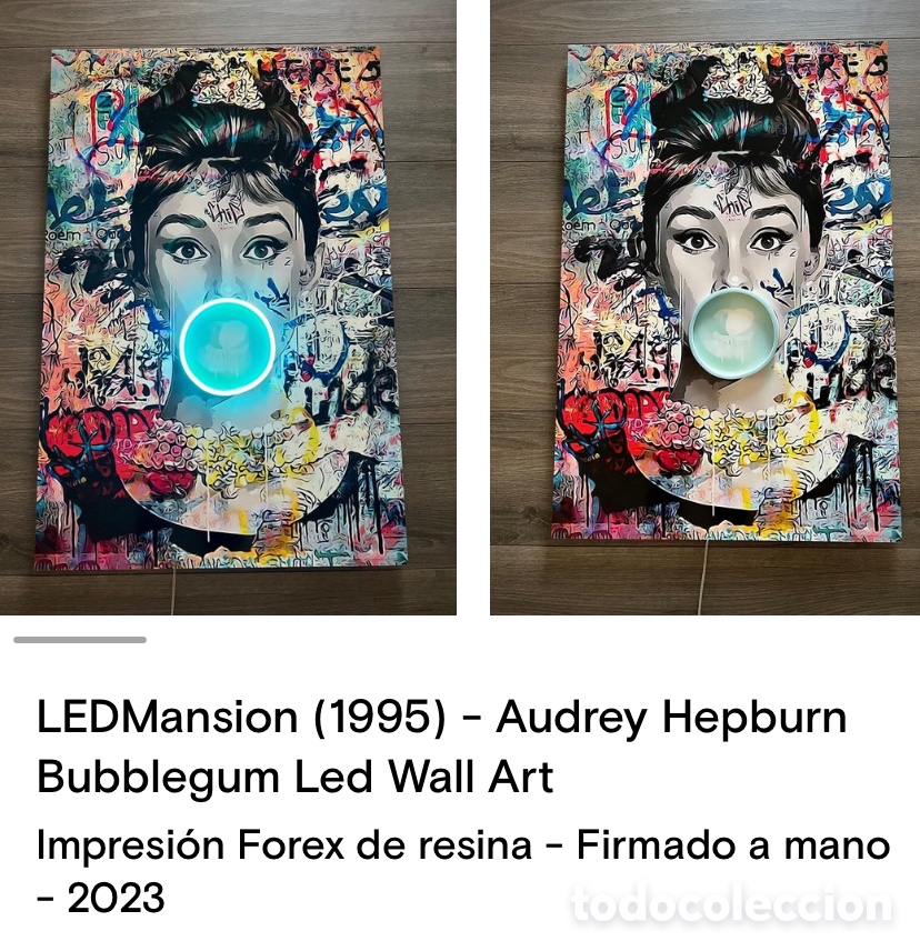 Otros objetos de arte: Led maison oudrey hepburn bubblegum led wall art - Foto 1