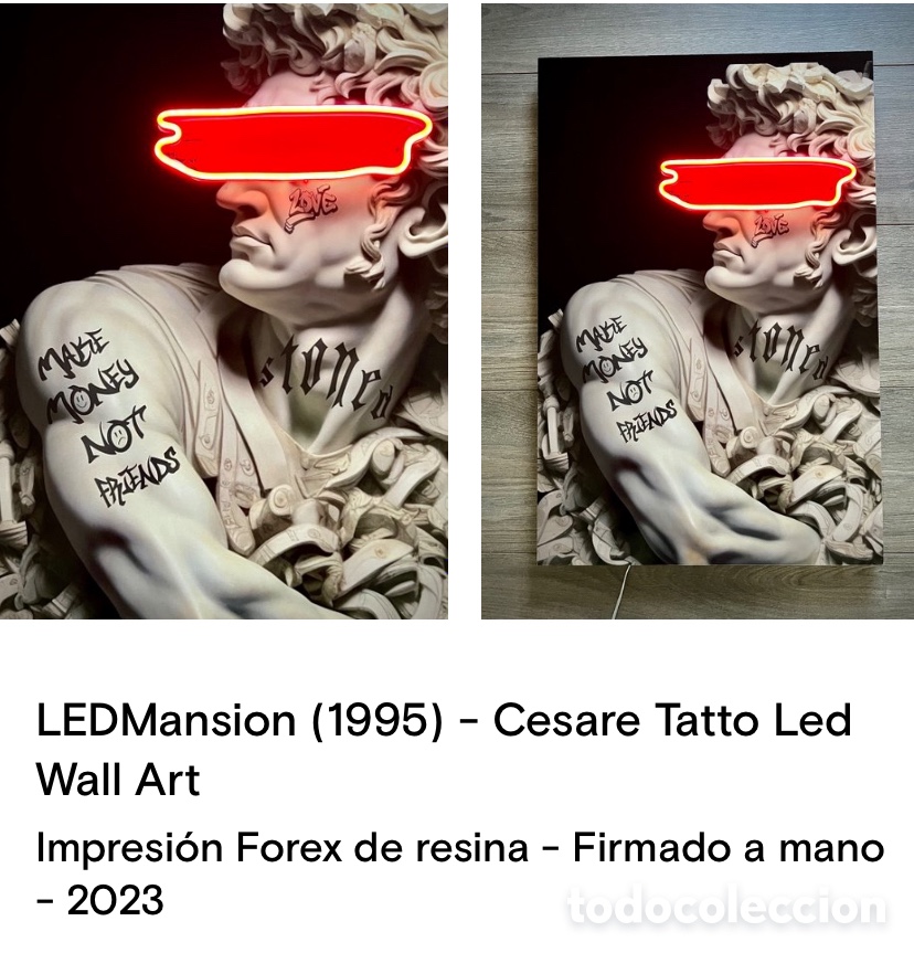 Otros objetos de arte: Led maison -Cesare tatoo led wall art - Foto 1
