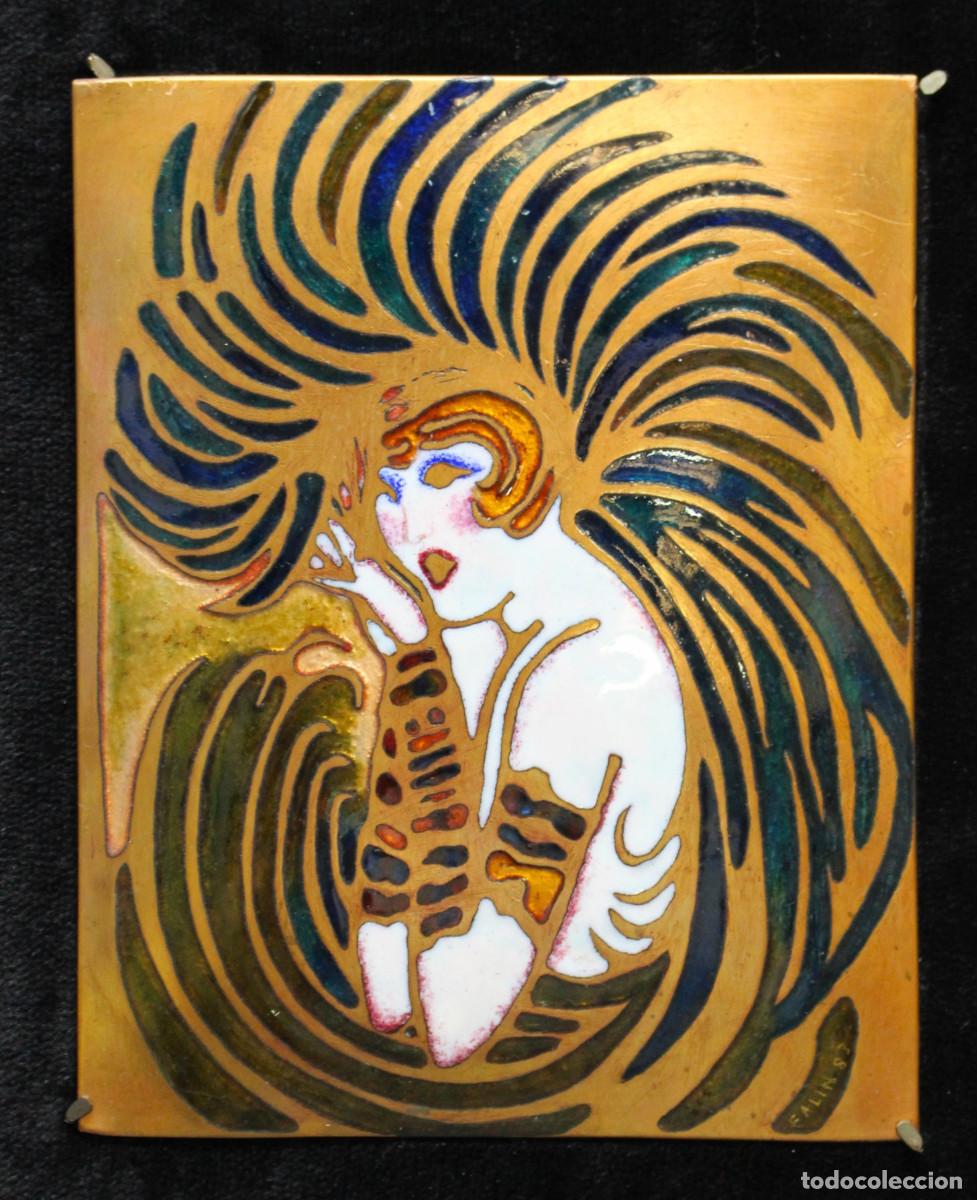 Otros objetos de arte: Esmalte sobre cobre. Mistinguett, 1925 Charles Gesmar. - Foto 1