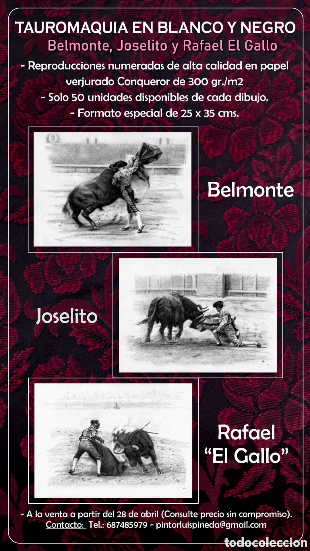 Otros objetos de arte: L&aacute;minas Joselito, Belmonte y Rafael El Gallo - Foto 1