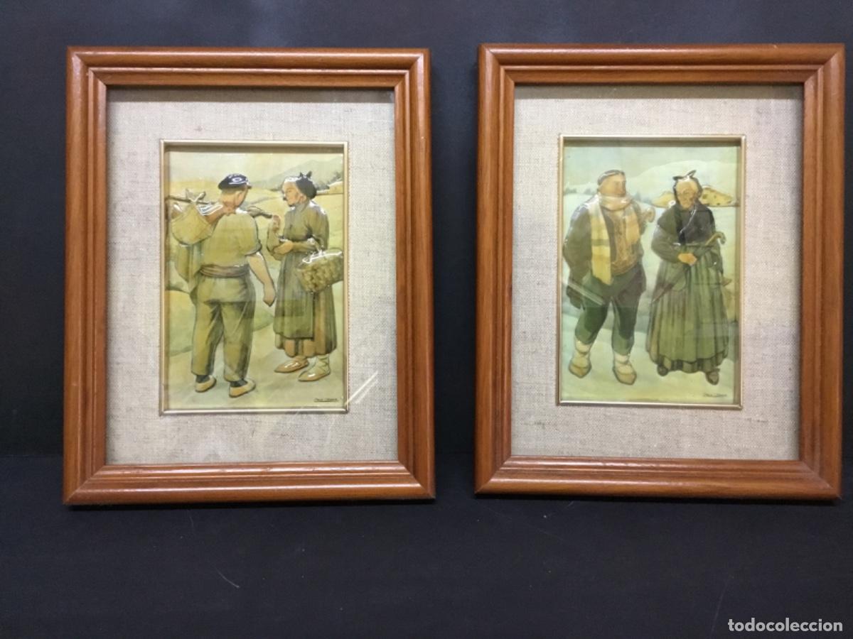 Otros objetos de arte: Esmaltes Jose Arrue enmarcados - Foto 1