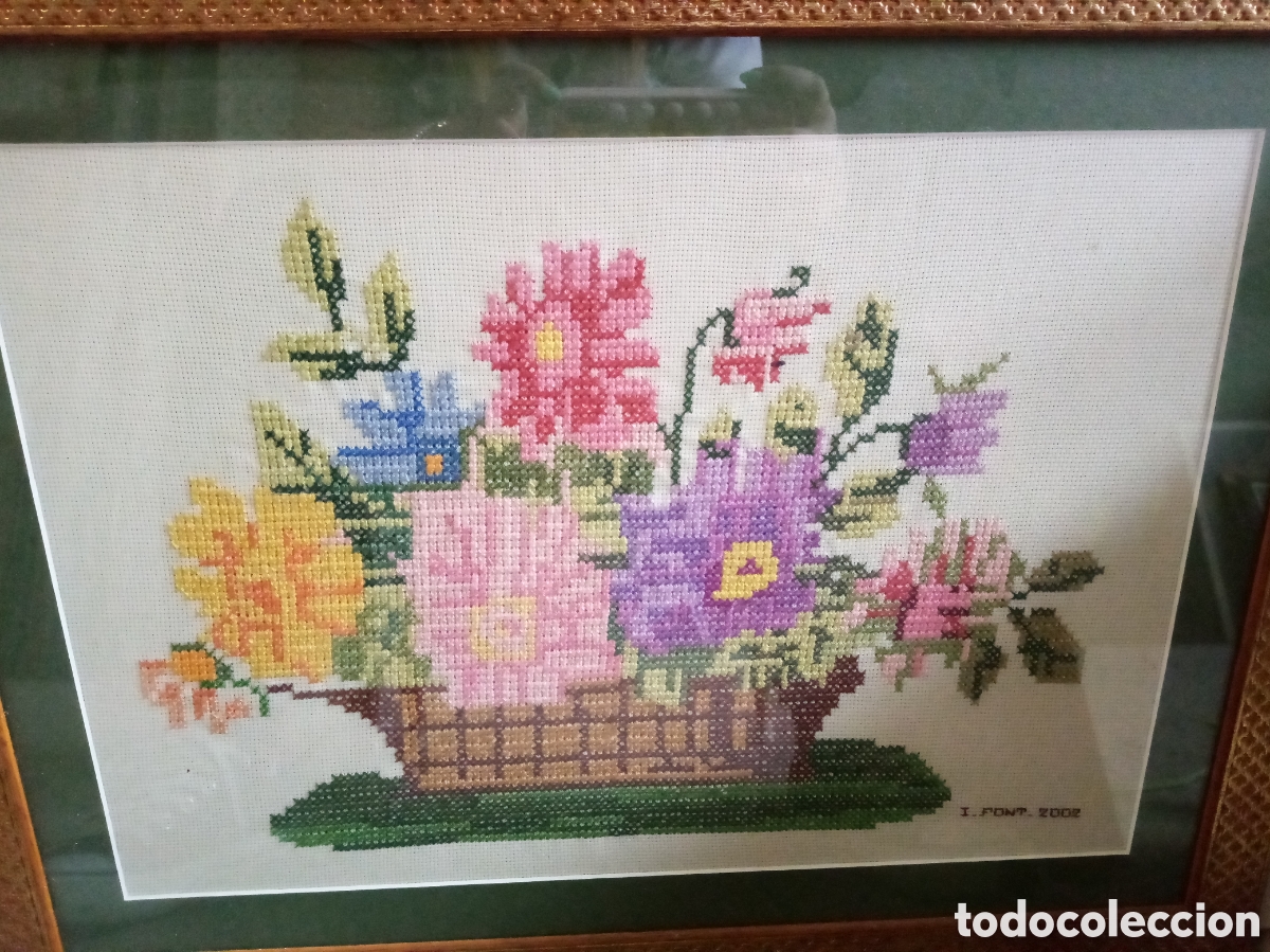 Otros objetos de arte: Cuadro a punto de cruz hecho a mano - Foto 1