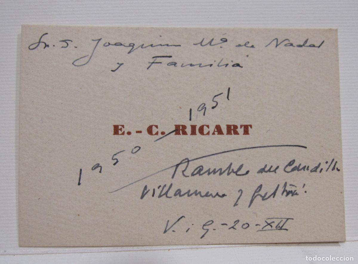 Otros objetos de arte: TARJETA PERSONAL DE E.C. RICART, 1950 - Foto 1