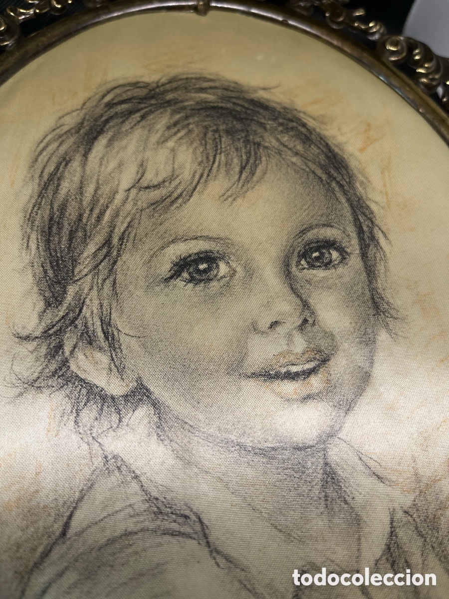 Otros objetos de arte: CUADRO DE NI&Ntilde;O SOBRE SEDA 33 x 23 cm - Foto 4