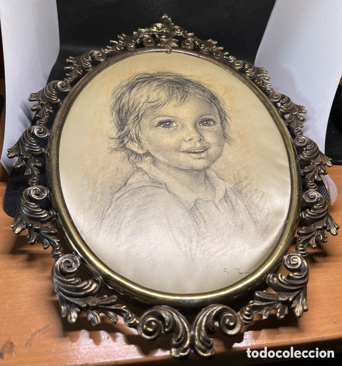 Otros objetos de arte: CUADRO DE NI&Ntilde;O SOBRE SEDA 33 x 23 cm - Foto 7