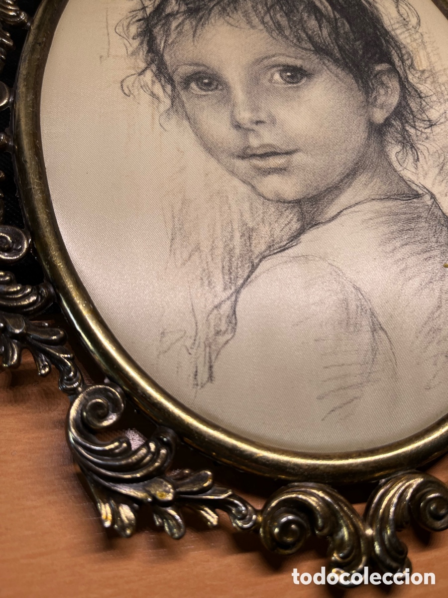 Otros objetos de arte: CUADRO DE NI&Ntilde;A SOBRE SEDA 33 x 23 cm - Foto 4