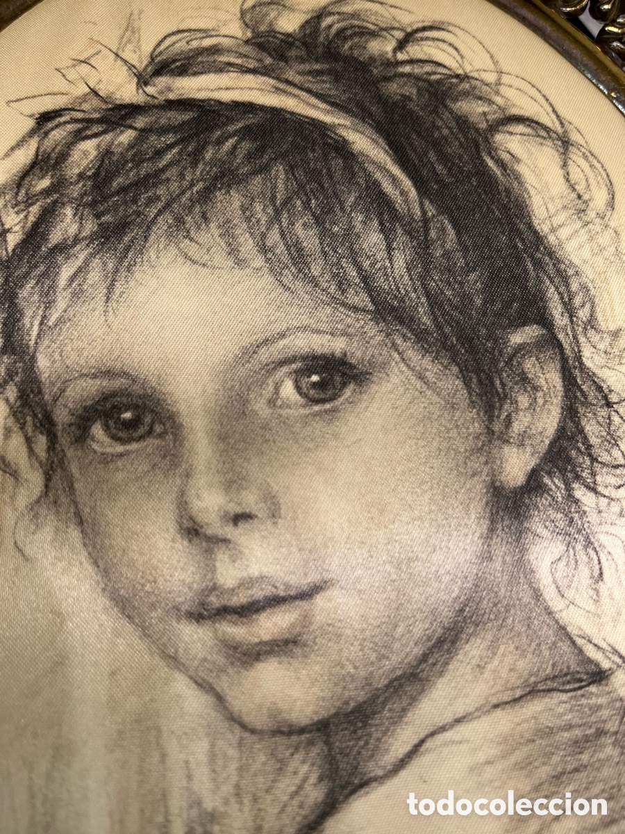 Otros objetos de arte: CUADRO DE NI&Ntilde;A SOBRE SEDA 33 x 23 cm - Foto 7