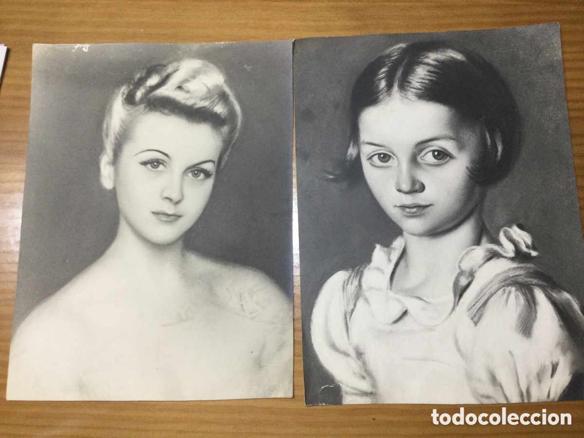 Otros objetos de arte: Retratos l&aacute;minas mujer y ni&ntilde;a - Foto 1