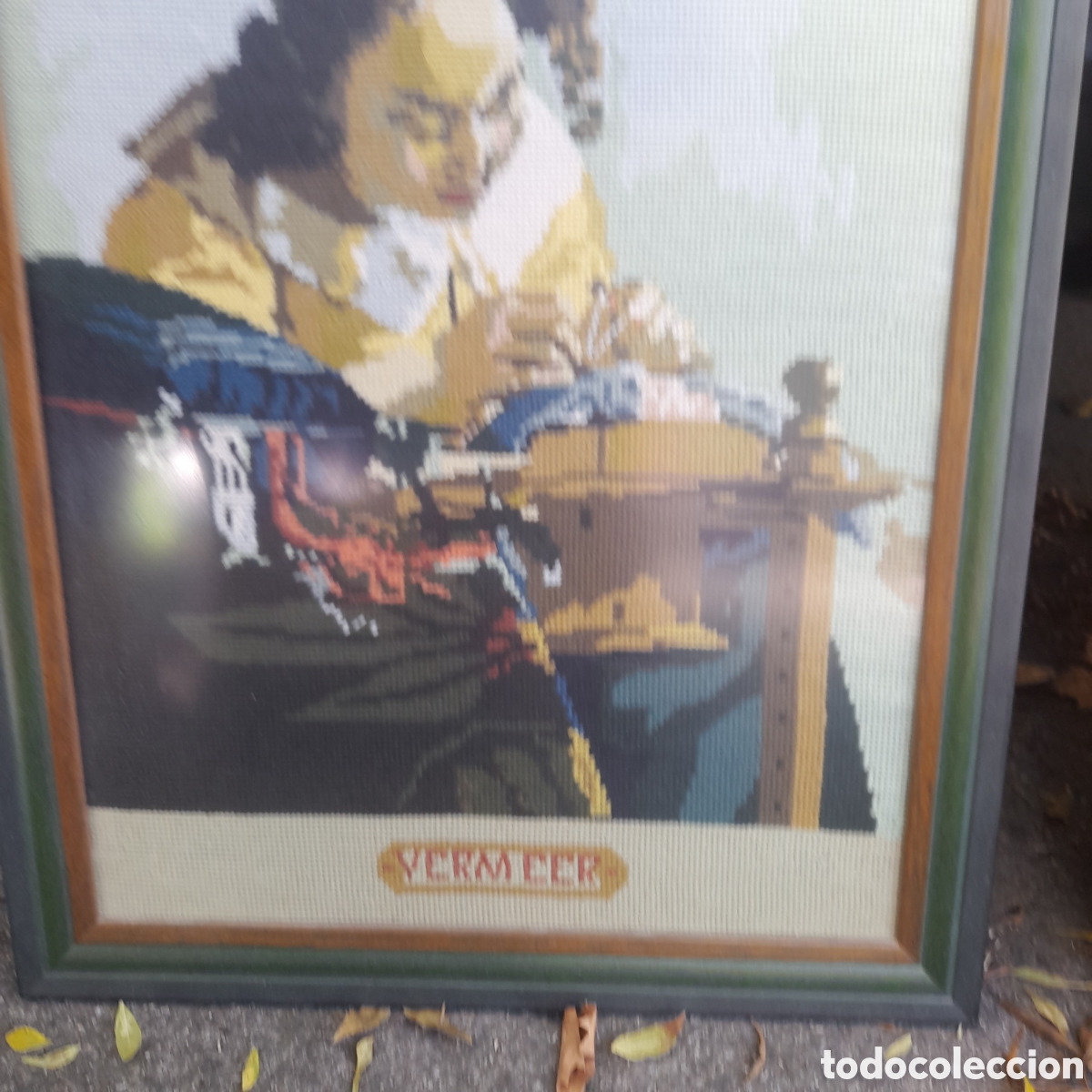 Otros objetos de arte: Cuadro Petit Point con protecci&oacute;n de cristal - Foto 3