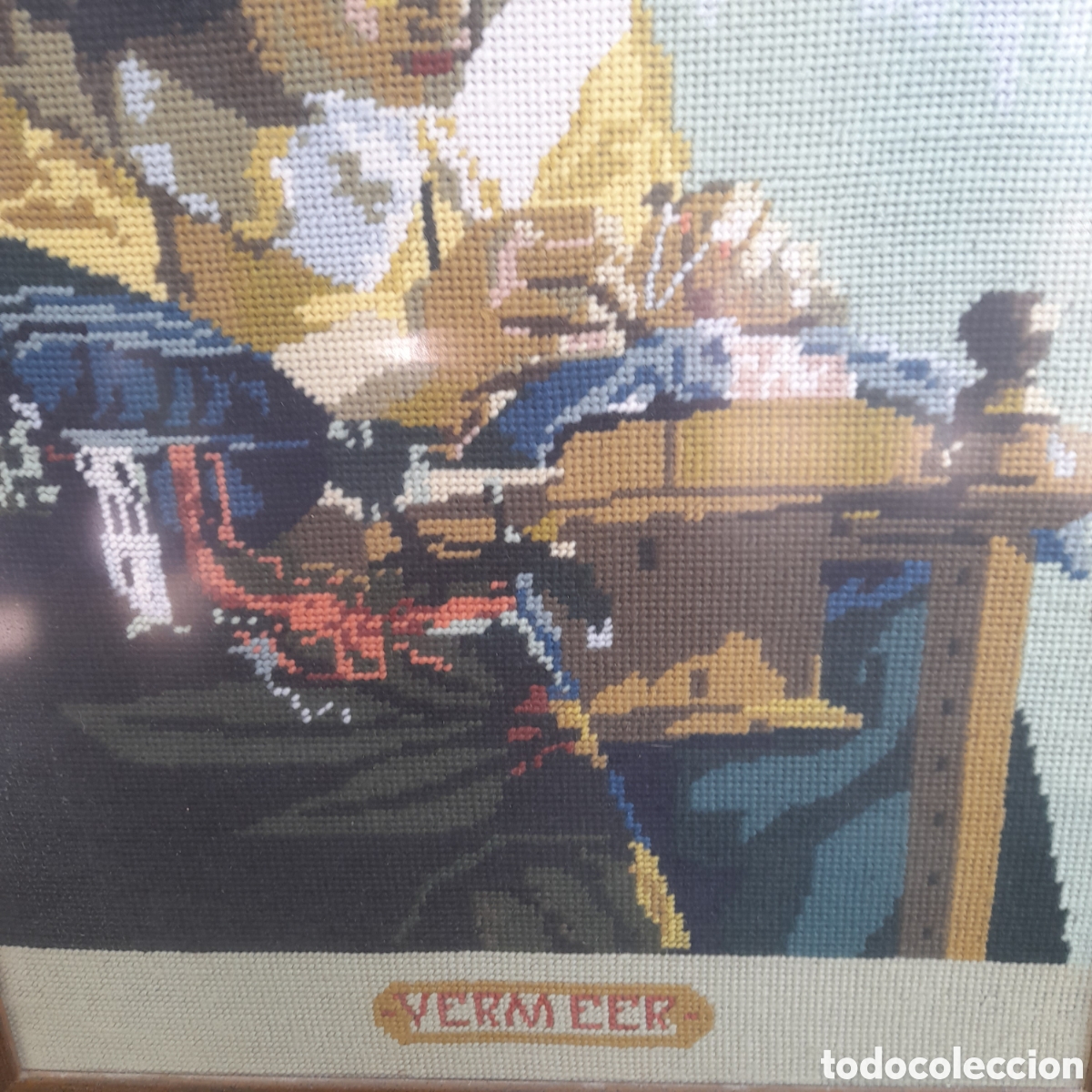 Otros objetos de arte: Cuadro Petit Point con protecci&oacute;n de cristal - Foto 4