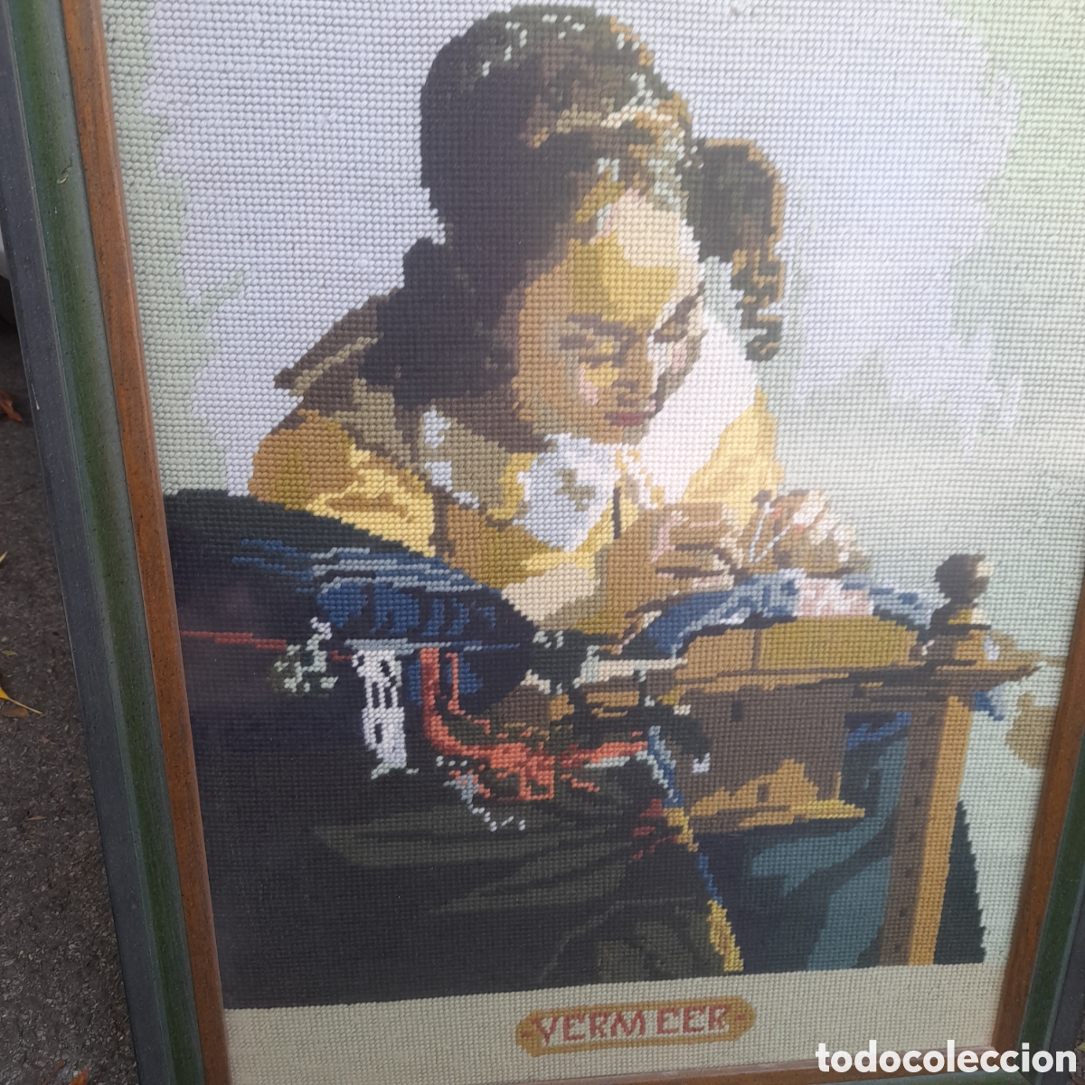 Otros objetos de arte: Cuadro Petit Point con protecci&oacute;n de cristal - Foto 9