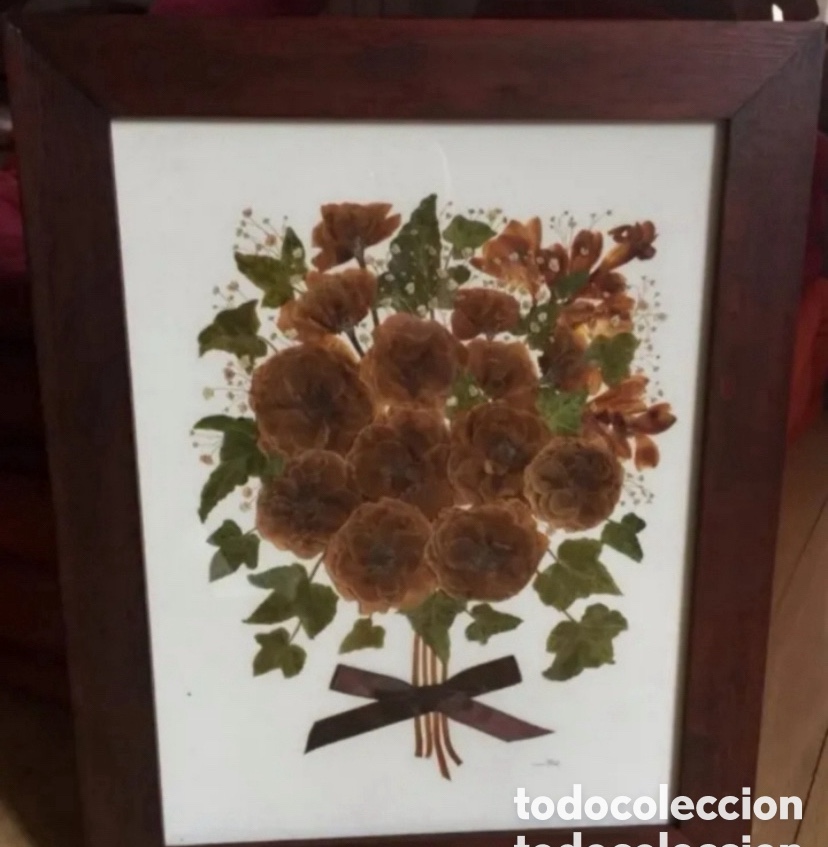 Otros objetos de arte: Cuadro ramo de flores disecado - Foto 1