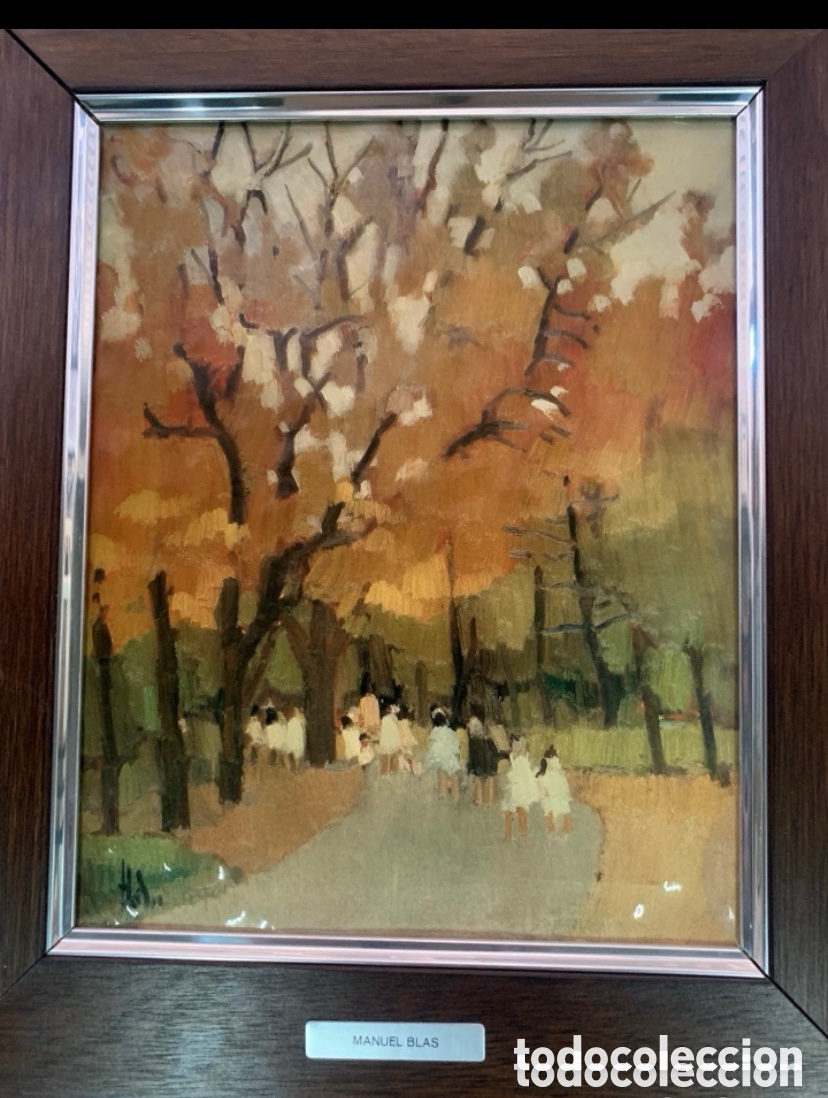 Otros objetos de arte: Antiguo esmalte titulada clase en el bosque, Manuel Blas - Foto 2