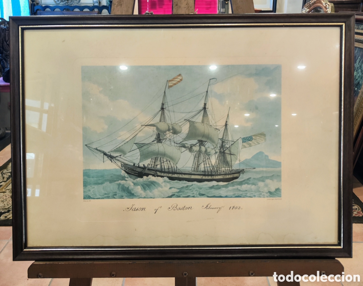 Otros objetos de arte: L&aacute;mina enmarcada barco. Marina. Naval. - Foto 1