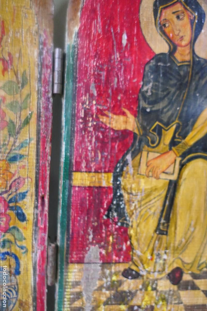 Otros objetos de arte: Triptico, icono. Policromia sobre madera. Virgen Maria - Foto 4