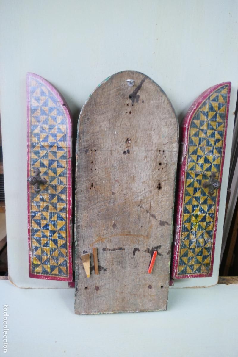 Otros objetos de arte: Triptico, icono. Policromia sobre madera. Virgen Maria - Foto 9