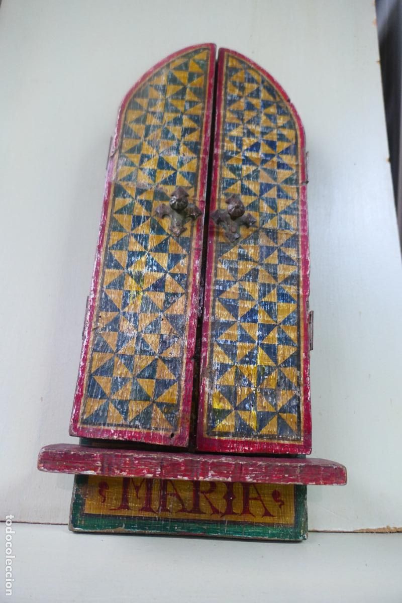 Otros objetos de arte: Triptico, icono. Policromia sobre madera. Virgen Maria - Foto 19