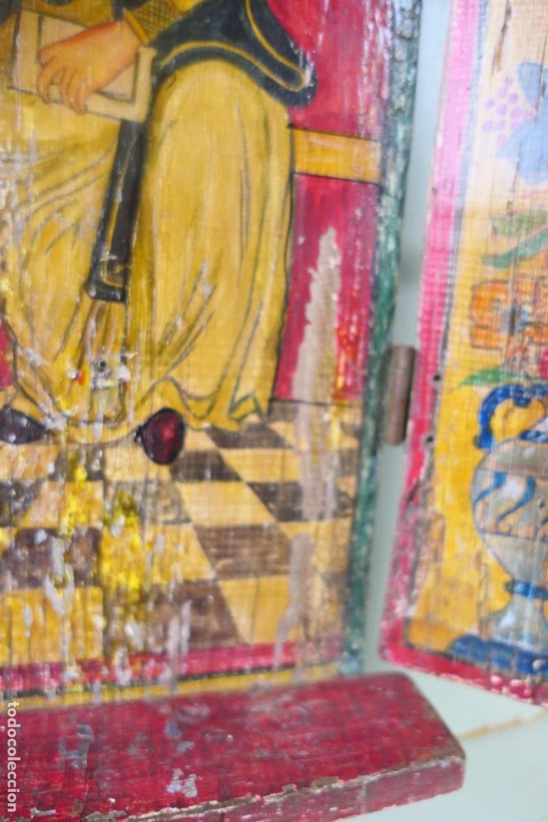 Otros objetos de arte: Triptico, icono. Policromia sobre madera. Virgen Maria - Foto 22