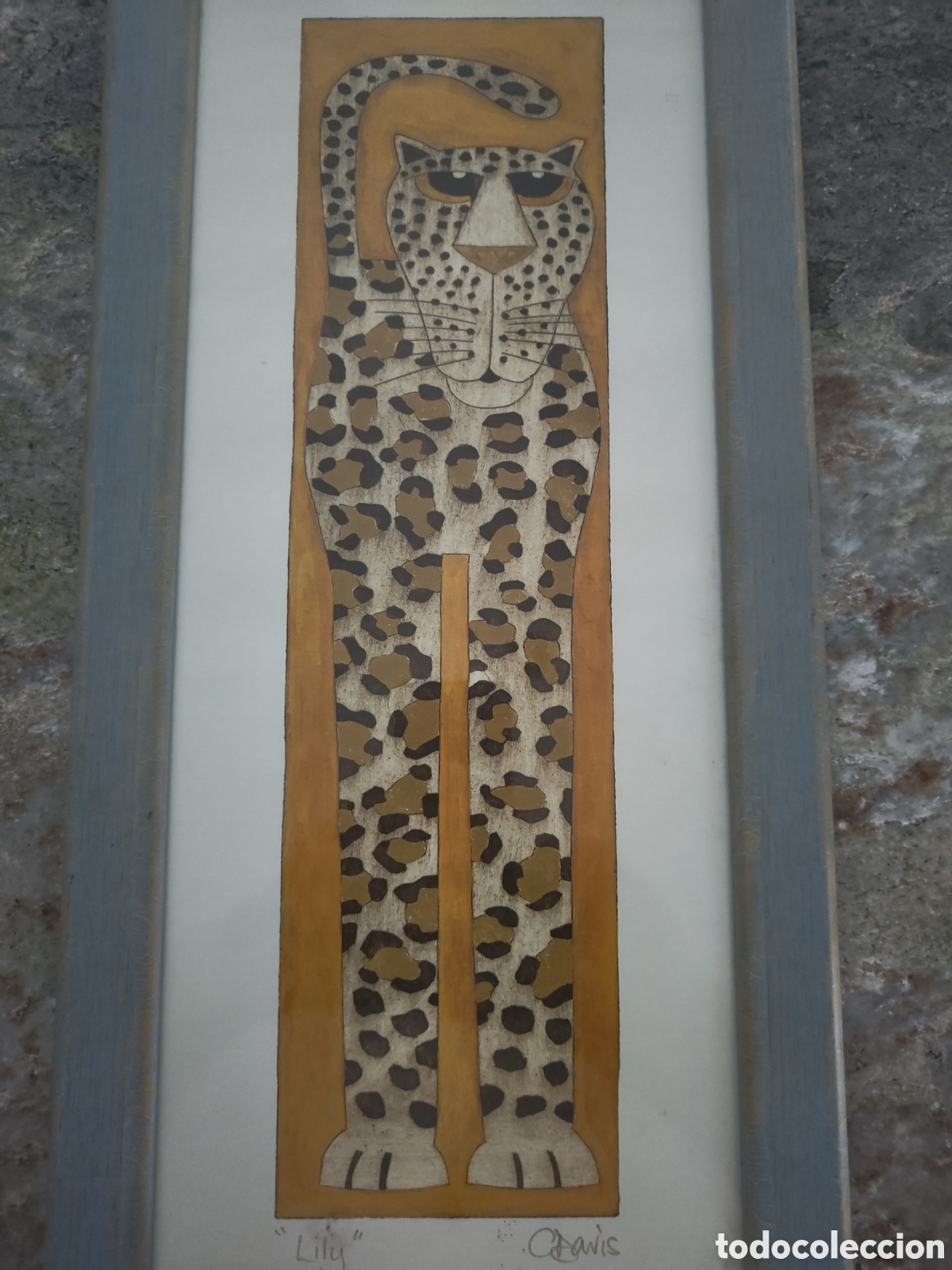 Otros objetos de arte: Cuadro leopardo con marco y cristal - Foto 2