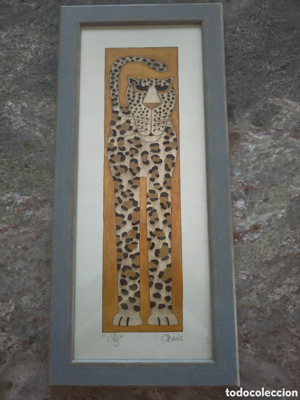 Otros objetos de arte: Cuadro leopardo con marco y cristal - Foto 1