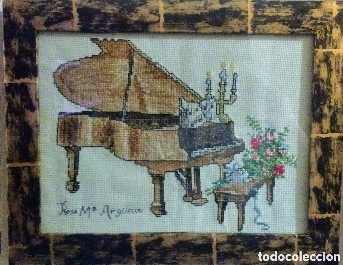 Otros objetos de arte: Cuadro de punto de cruz vintage - Foto 2