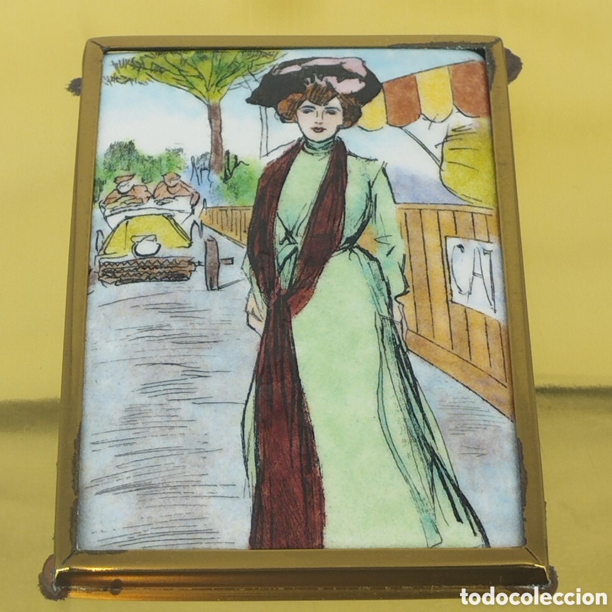 Otros objetos de arte: Cuadro esmalte Ram&oacute;n Casas - Foto 3