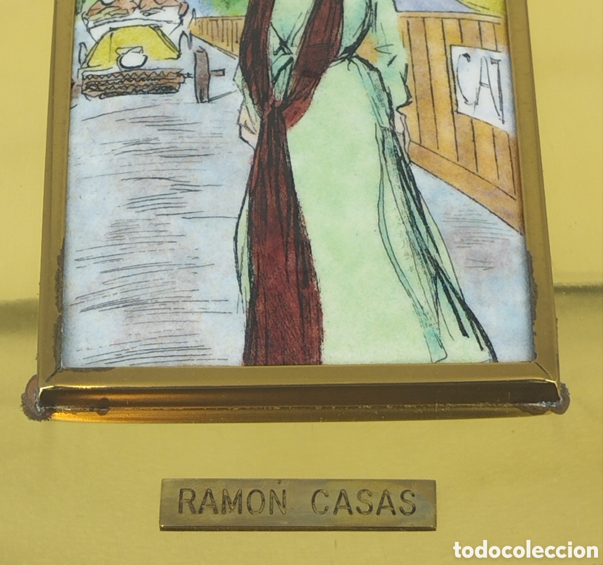 Otros objetos de arte: Cuadro esmalte Ram&oacute;n Casas - Foto 4
