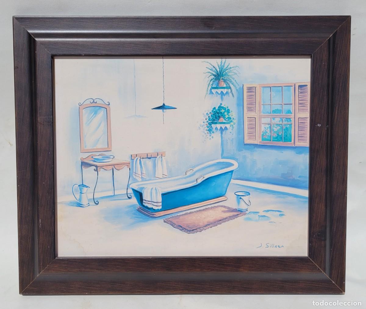 Otros objetos de arte: Cuadro ba&ntilde;o marco madera - Foto 1
