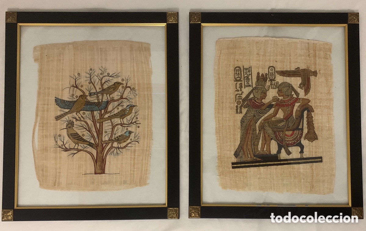 Otros objetos de arte: Pareja de papiros enmarcados - Foto 1