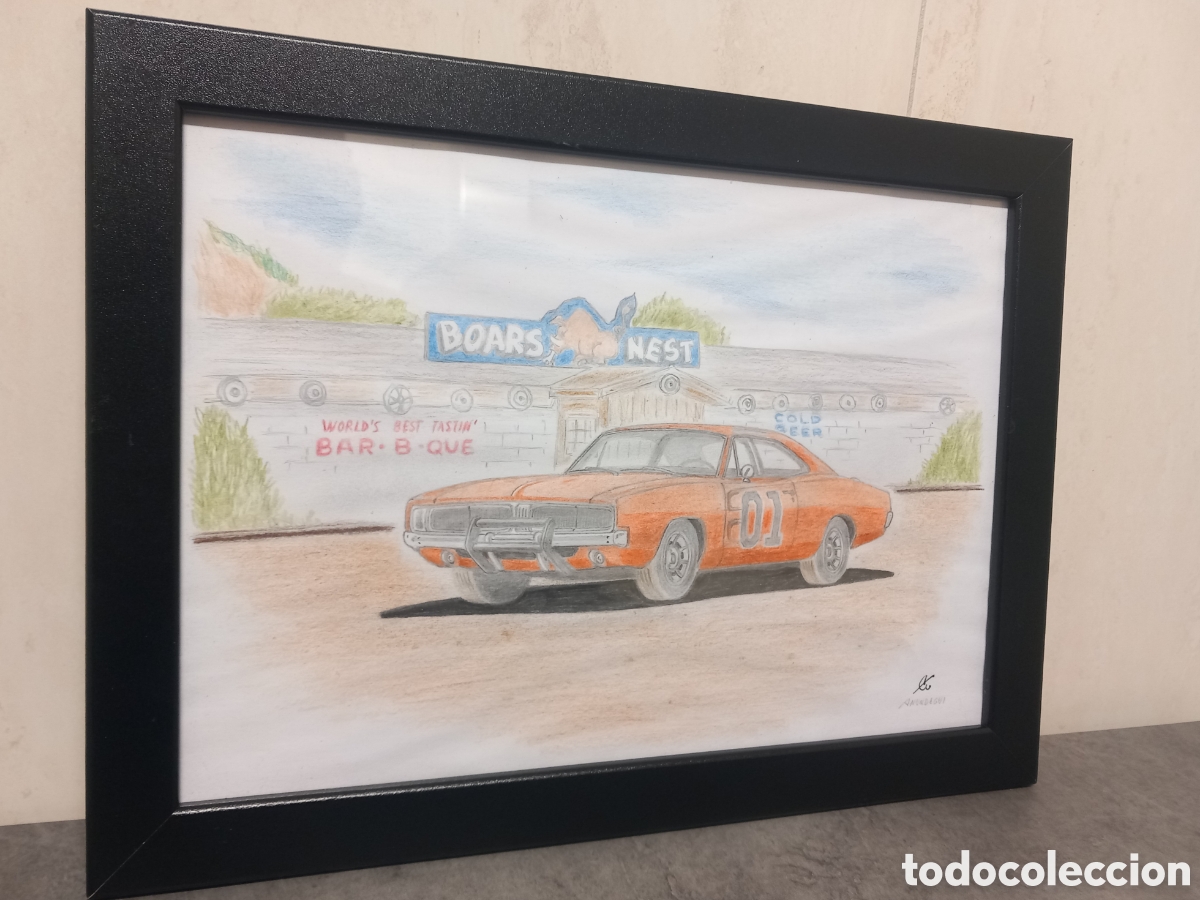 Otros objetos de arte: Dibujo Dodge Charger - General Lee - Foto 2