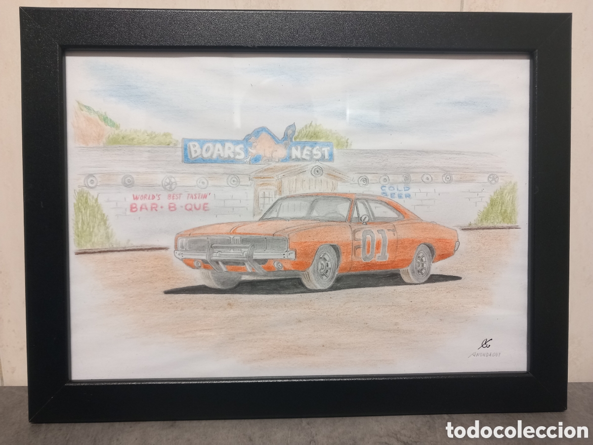 Otros objetos de arte: Dibujo Dodge Charger - General Lee - Foto 1