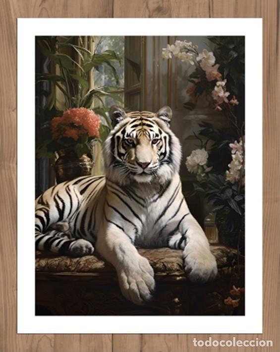 Otros objetos de arte: Tigre pintura glcl&eacute;e sobre lienzo - Foto 2