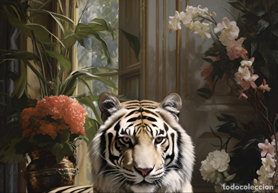 Otros objetos de arte: Tigre pintura glcl&eacute;e sobre lienzo - Foto 6