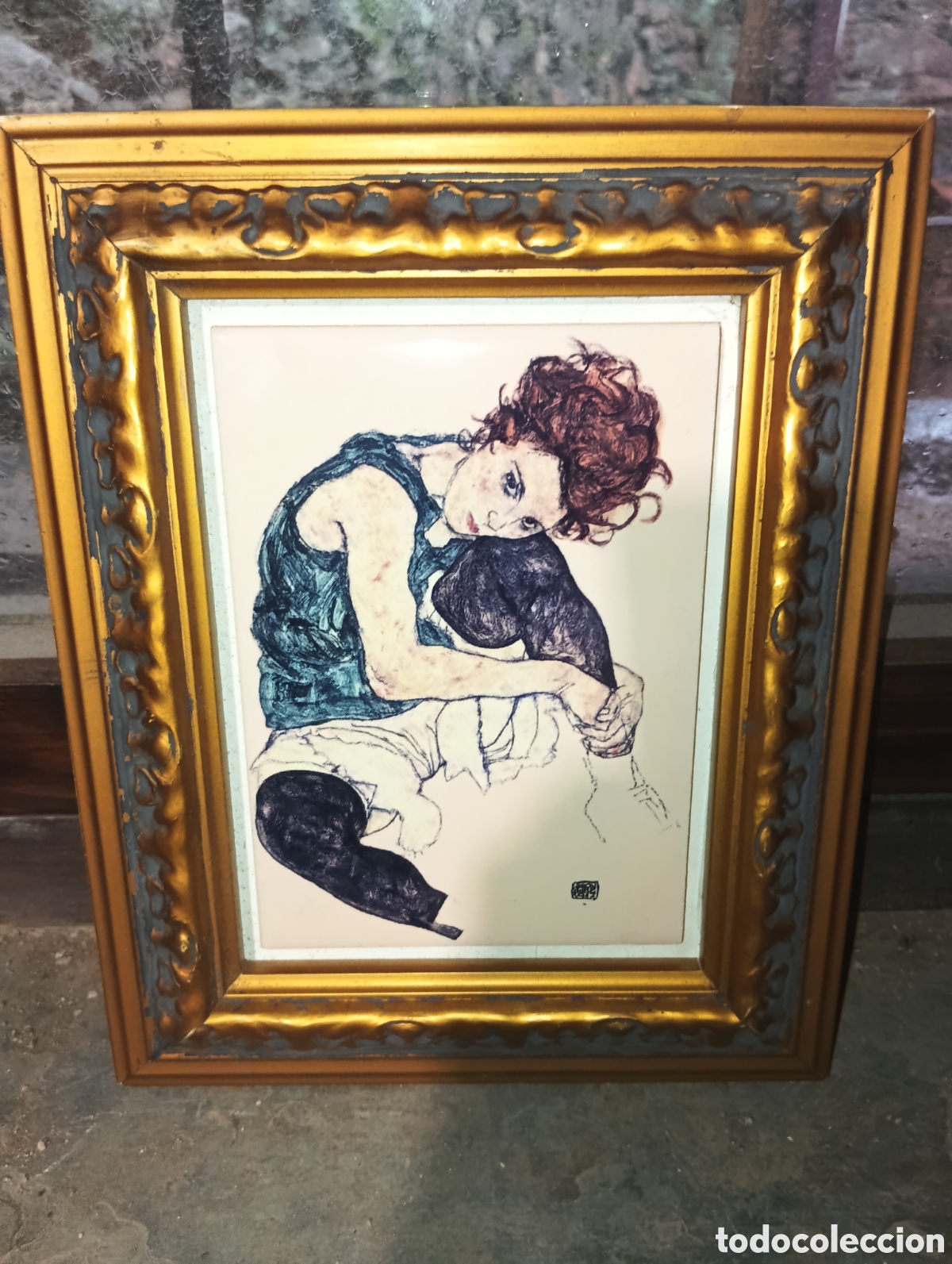 Otros objetos de arte: Cuadro en azulejo,Egon Schiele - La mujer del artista - Foto 1