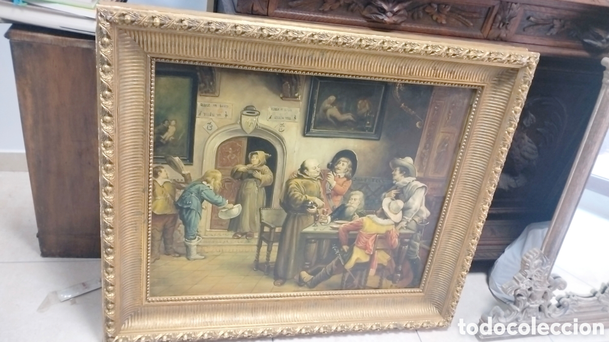 Otros objetos de arte: Bonito cuadro escena taberna - Foto 2
