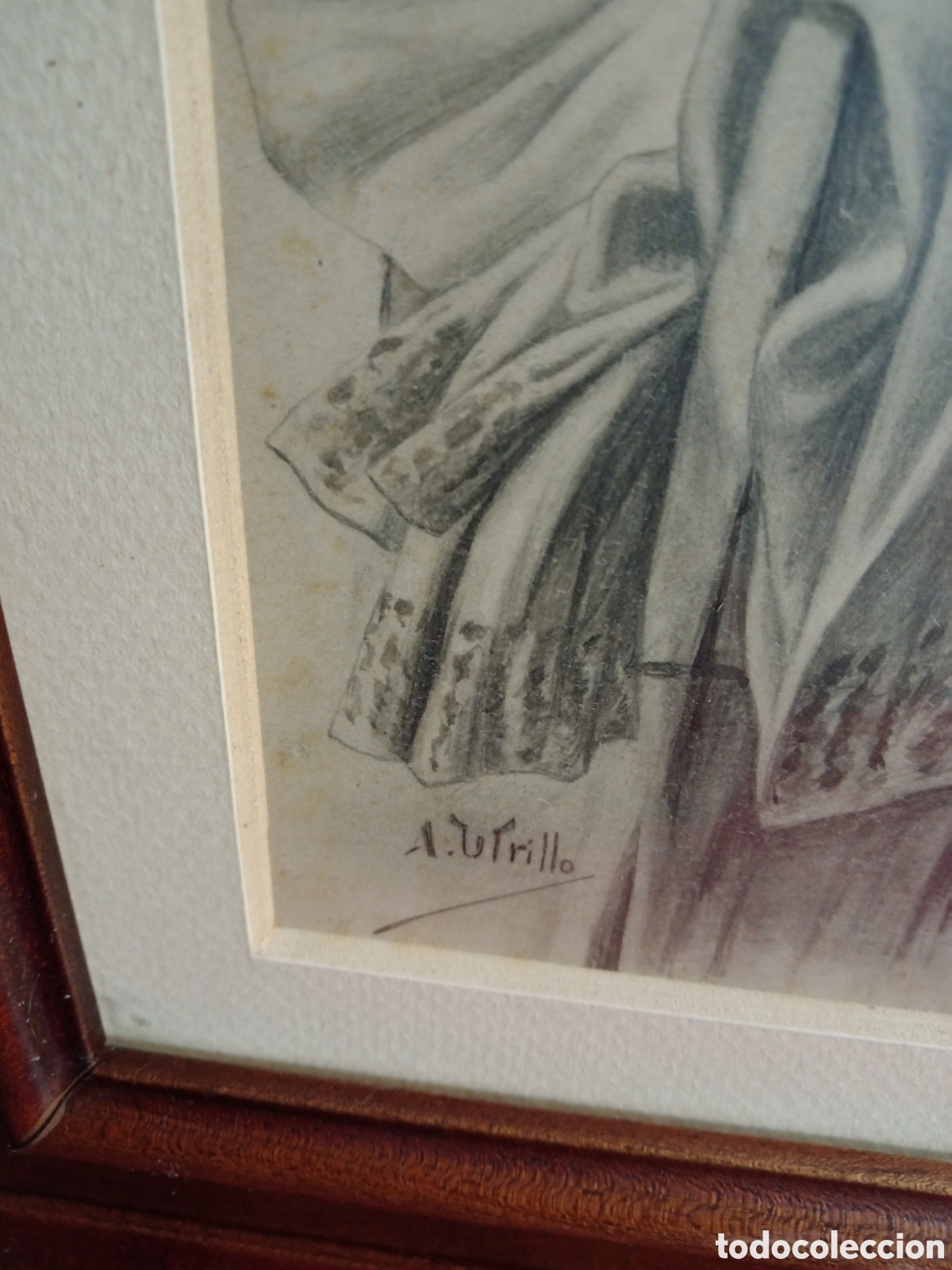 Otros objetos de arte: A.Utrillo obra mixta &rdquo; ni&ntilde;a con mu&ntilde;eca&rdquo; - Foto 4