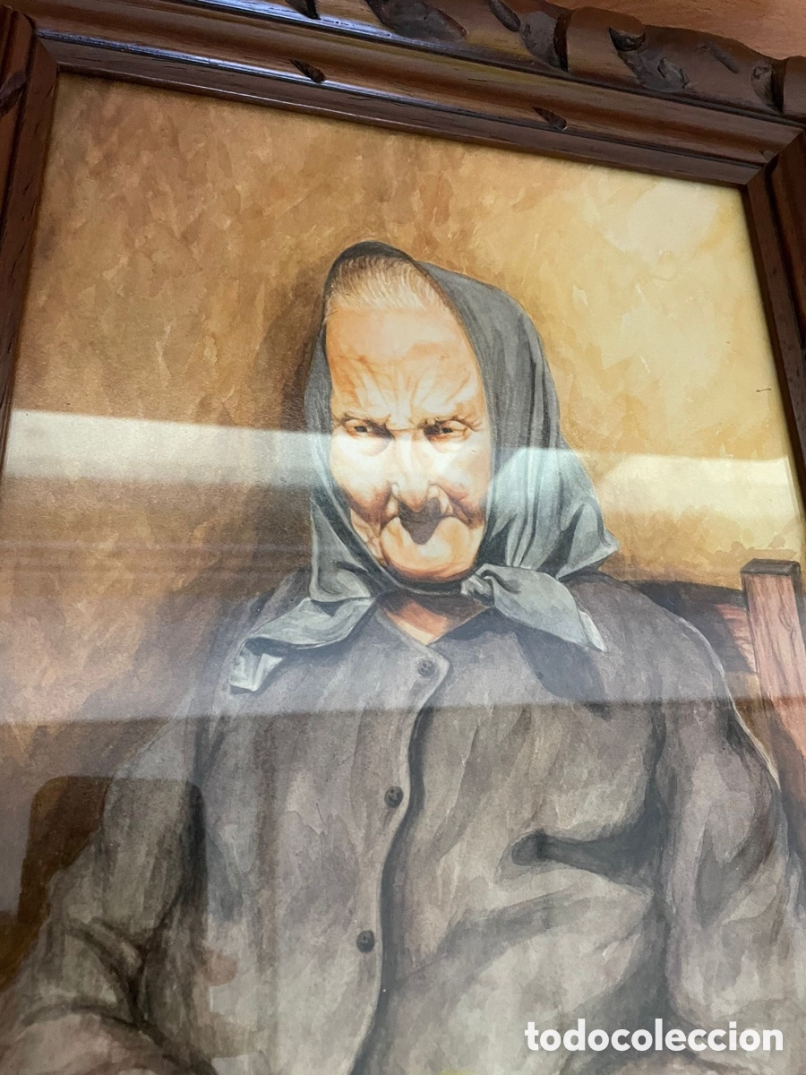 Otros objetos de arte: Antiguo cuadro anciana - Foto 2