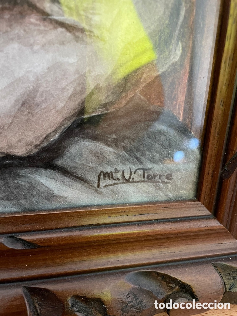 Otros objetos de arte: Antiguo cuadro anciana - Foto 3