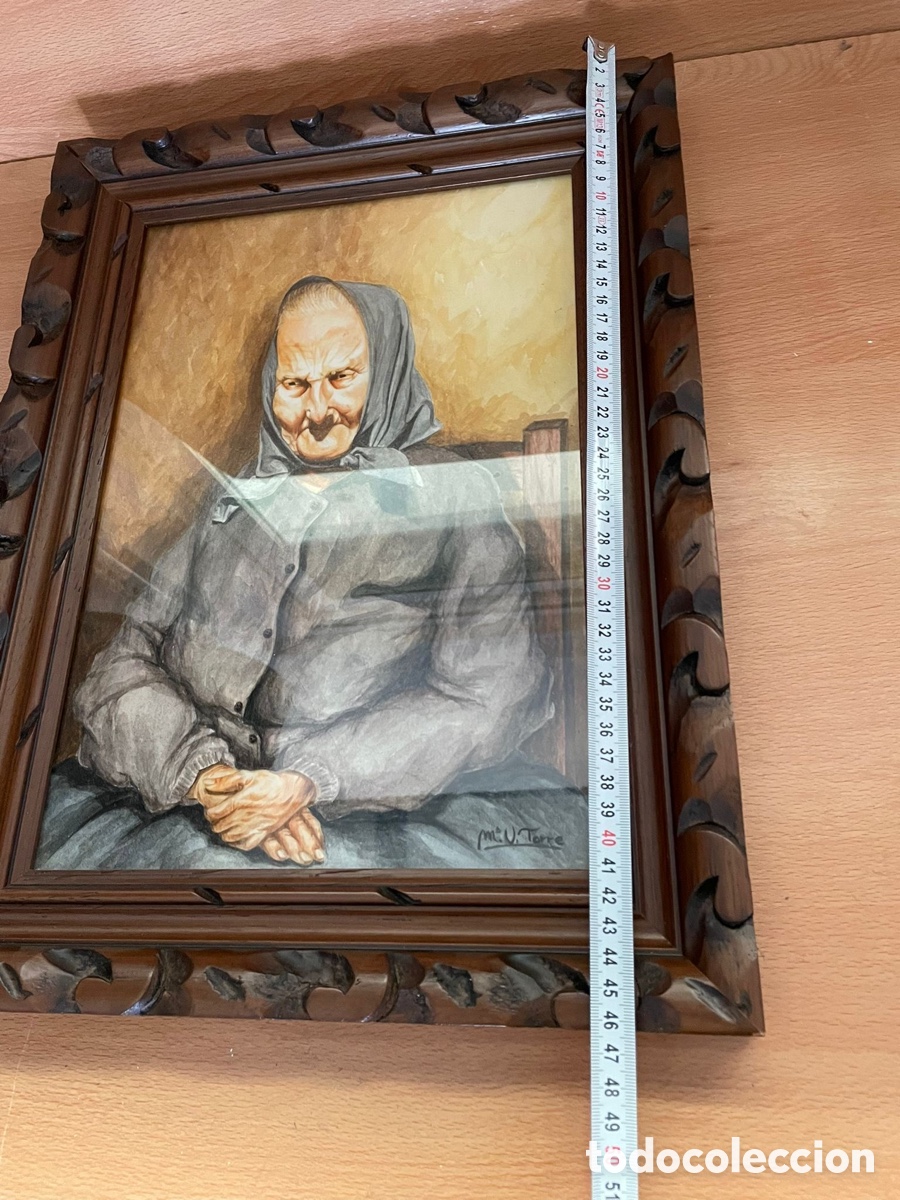 Otros objetos de arte: Antiguo cuadro anciana - Foto 4