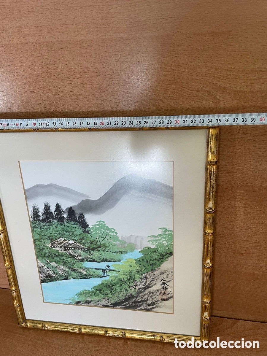 Otros objetos de arte: Antiguo cuadro tradicional japon&eacute;s - Foto 2