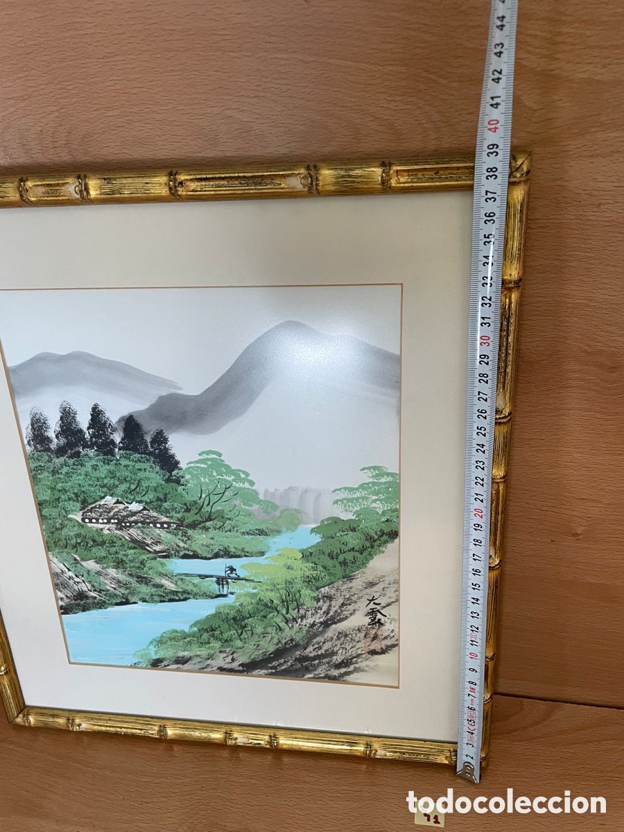 Otros objetos de arte: Antiguo cuadro tradicional japon&eacute;s - Foto 3