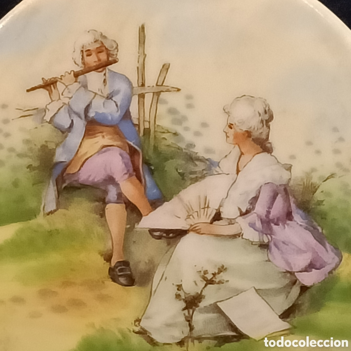 Otros objetos de arte: Esmalte antiguo con escena rom&aacute;ntica. - Foto 2