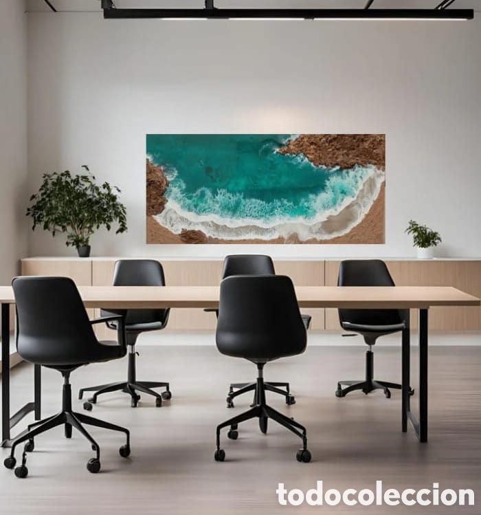 Otros objetos de arte: Cuadro playa con ola madera - Foto 1