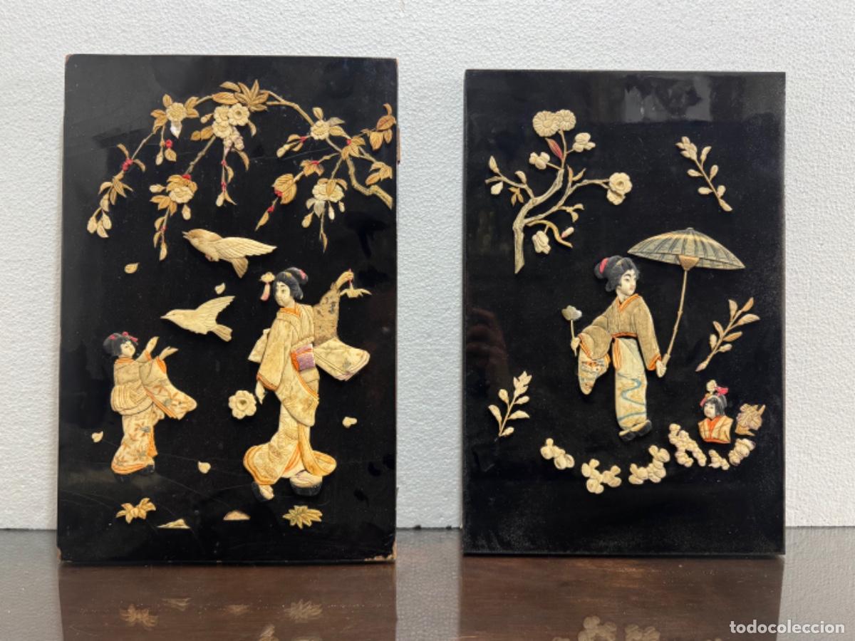Otros objetos de arte: -PAREJA DE CUADROS CHINOS - Foto 1