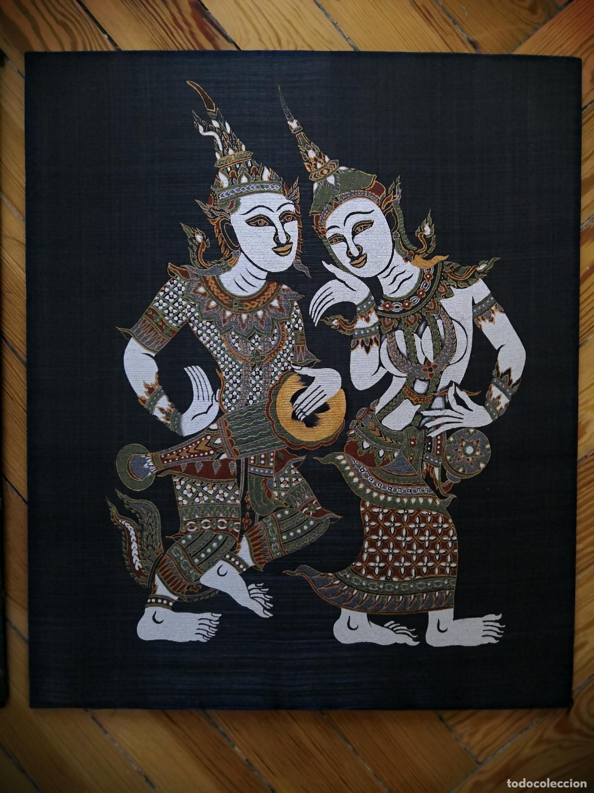 Otros objetos de arte: Tailandia 2 pinturas sobre seda nuevas - Foto 2