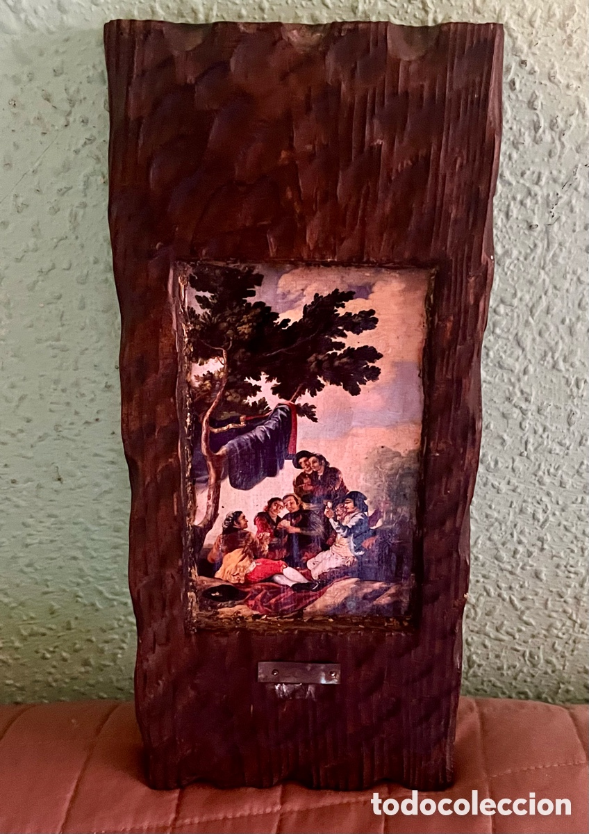 Otros objetos de arte: CUADRO R&Uacute;STICO HECHO A MANO GOYA A&Ntilde;OS 50 - Foto 2