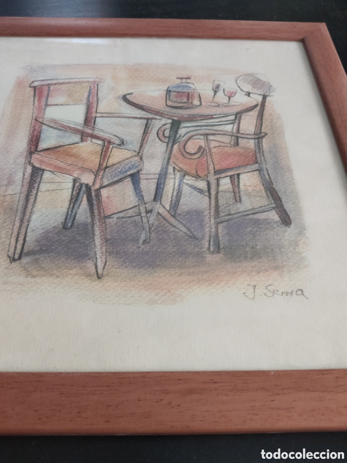 Otros objetos de arte: Cuadro J.Serra Obra Original en marco de madera - Foto 2